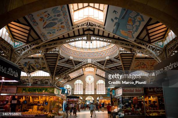 mercado central in valencia, spain - valencia stock pictures, royalty-free photos & images