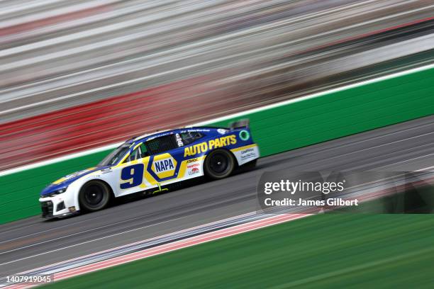 Chase Elliott, driver of the NAPA Auto Parts Chevrolet, drives during the NASCAR Cup Series Quaker State 400 at Atlanta Motor Speedway on July 10,...