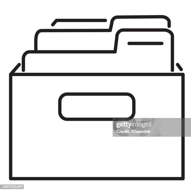 human resources file folder cabinet thin line icon - editable stroke - filing cabinet stock illustrations