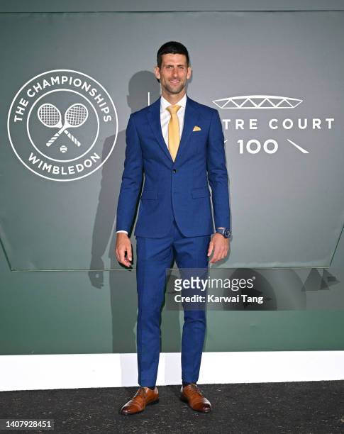 Novak Djokovic attends the Wimbledon Champions Dinner at Wimbledon on July 10, 2022 in London, England.
