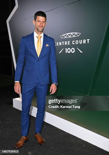 Novak Djokovic attends the Wimbledon Champions Dinner at Wimbledon on July 10, 2022 in London, England.