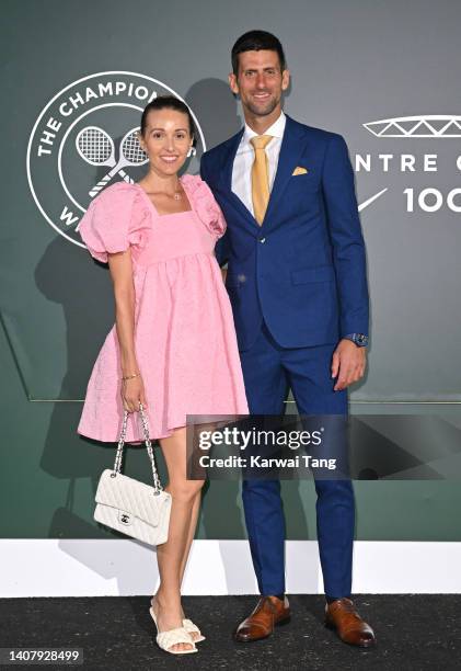 Jelena Djokovic and Novak Djokovic attend the Wimbledon Champions Dinner at Wimbledon on July 10, 2022 in London, England.