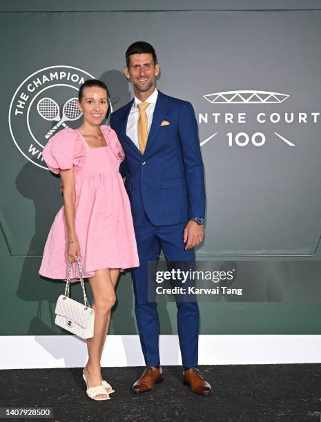 Jelena Djokovic and Novak Djokovic attend the Wimbledon Champions Dinner at Wimbledon on July 10, 2022 in London, England.