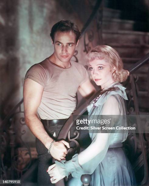 Marlon Brando , US actor, and Vivien Leigh , British actress, in a publicity still issued for the film, 'A Streetcar Named Desire', 1951. The drama,...