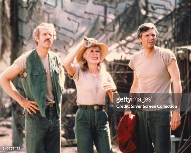 Mike Farrell, US actor, Loretta Swit, US actress, and Alan Alda, US actor, in a publicity still issued for the US television series 'M*A*S*H', USA,...