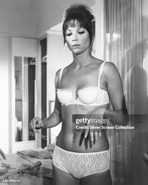 Elsa Martinelli, Italian actress, wearing a white underwear, circa 1965.