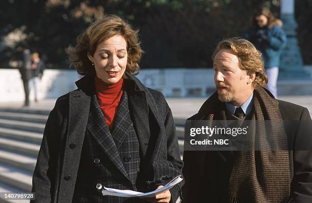 In Excelsis Deo" Episode 10 -- Air Date -- Pictured: Allison Janney as Claudia Jean 'C.J.' Cregg, Timothy Busfield as Danny Concannon -- Photo by:...