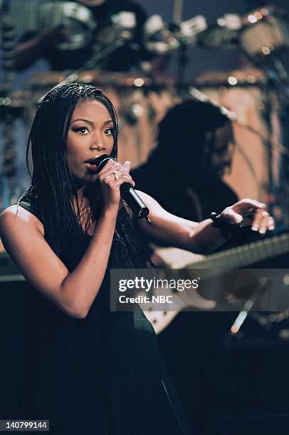 Episode 1379 -- Air Date -- Pictured: Musical guest Brandy performs on May 14, 1998 -- Photo by: NBCU Photo Bank