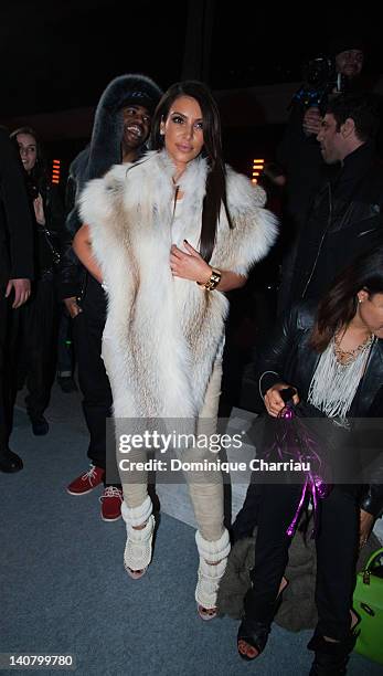 Kim Kardashian attends the Kanye West Ready-To-Wear Fall/Winter 2012 show as part of Paris Fashion Week at Halle Freyssinet on March 6, 2012 in...