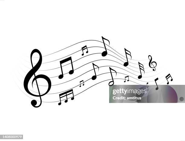 stockillustraties, clipart, cartoons en iconen met music notes - notenbalk