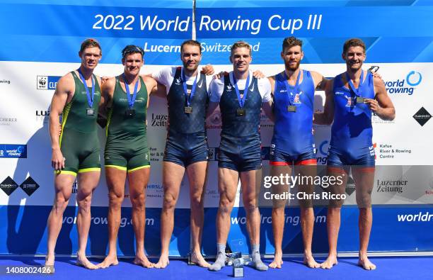 Oliver Wynne-Griffith and Thomas George of Great Britain win the Gold Medal in the Mens Pair Final. Harley Moore and Alexander Hill of Australia win...