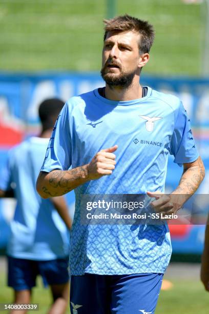 Francesco Acerbi of SS Lazio during the SS Lazio training session on July 11, 2022 in Auronzo di Cadore, Italy.