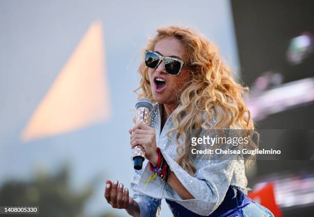 Singer Paulina Rubio performs at 2022 Long Beach Pride on July 10, 2022 in Long Beach, California.