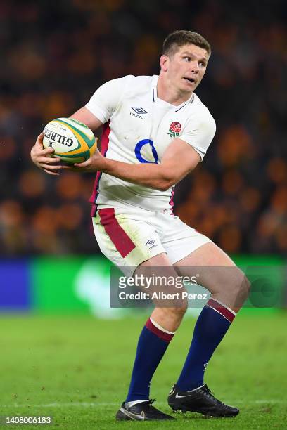 Owen Farrell of England in action during game two of the International Test Match series between the Australia Wallabies and England at Suncorp...
