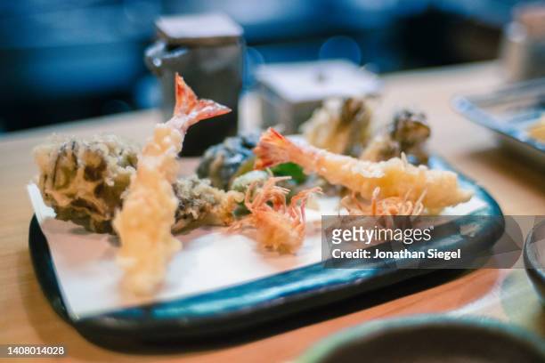 beautiful arrangement of tempura - tempura stock-fotos und bilder
