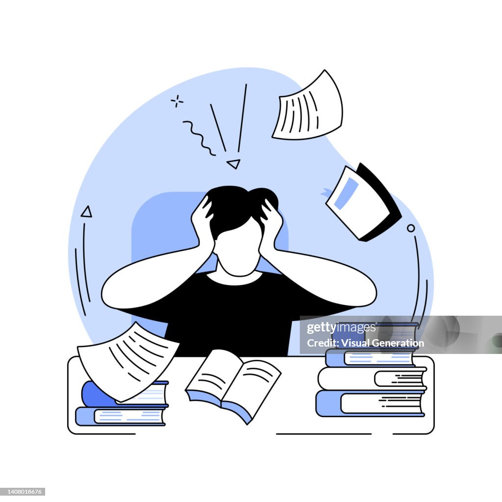 Study Too Much Isolated Cartoon Vector Illustrations High-Res Vector ...