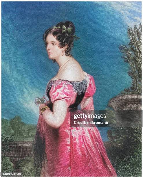 portrait of georgiana (or georgina) russell, duchess of bedford (lady georgiana gordon) british aristocrat, patron of the arts and wife of john russell, 6th duke of bedford - duke painting stock pictures, royalty-free photos & images