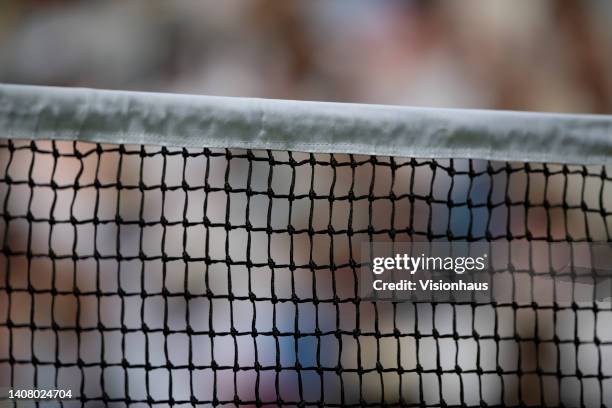 Centre Court net on day fourteen of The Championships Wimbledon 2022 at All England Lawn Tennis and Croquet Club on July 10, 2022 in London, England.