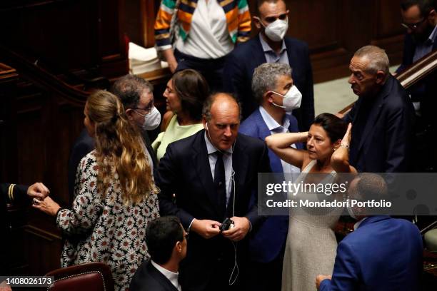 Chamber of Deputies Aula: Explanations of vote and vote of confidence on the Aid Dl. In the photo the deputies Andrea Ruggieri and Paola De Micheli....