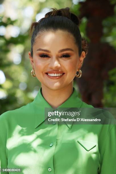 Selena Gomez attends the presentation of the new beauty line “Rare Beauty” by Selena Gomez on July 11, 2022 in Milan, Italy.