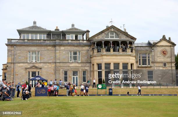 Keita Nakajima of Japan tees off the 1st during the Celebration of Champions Challenge during a practice round prior to The 150th Open at St Andrews...