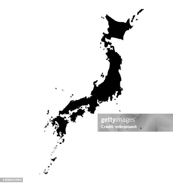 outline map of japan islands - japan map stock pictures, royalty-free photos & images