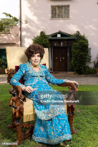 In this image released on July 11th, Gina Lollobrigida is seen at the 95th birthday party of italian actress Gina Lollobrigida on July 11, 2022 in...