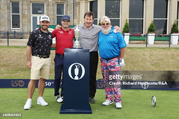 Louis Oosthuizen of South Africa, Zach Johnson of The United States, Sir Nick Faldo of England and John Daly of The United States pose with the...