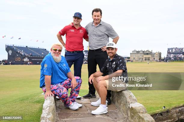 John Daly of The United States, Louis Oosthuizen of South Africa, Zach Johnson of The United States and Sir Nick Faldo of England pose for a photo on...