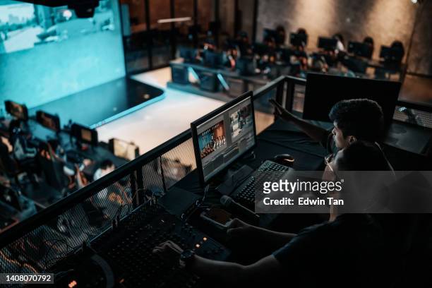 asian sports event crew working at backstage with control panel on stage lighting , sound system and lighting effect - arts culture and entertainment stock pictures, royalty-free photos & images