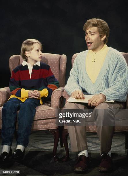 Episode 7 -- Aired -- Pictured: Macauley culkin as Kyle Smalley, Al Franken as Stuart Smalley during "Dailey Affirmation" skit -- Photo by: Alan...