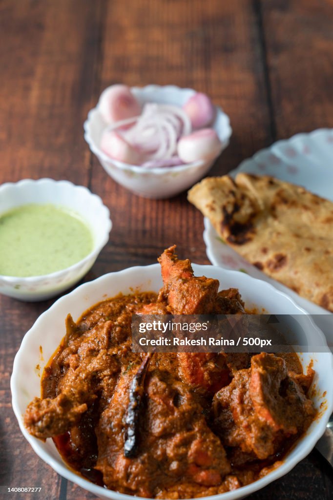 High angle view of food served on table,New Delhi,Delhi,India