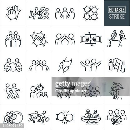 Team Building Thin Line Icons - Editable Stroke Team Building Thin Line Icons - Editable Stroke