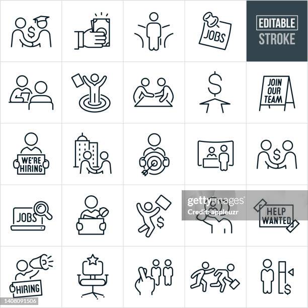 ilustrações de stock, clip art, desenhos animados e ícones de employment thin line icons - editable stroke - está contratado