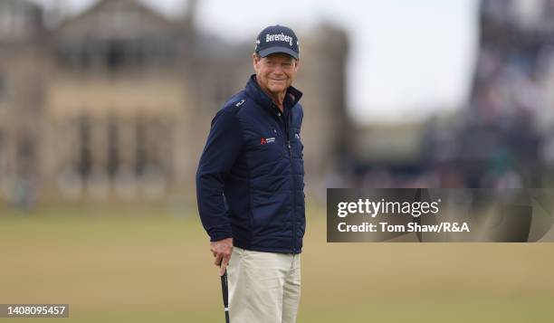 Tom Watson of the United States looks on during the Celebration of Champions prior to The 150th Open at St Andrews Old Course on July 11, 2022 in St...