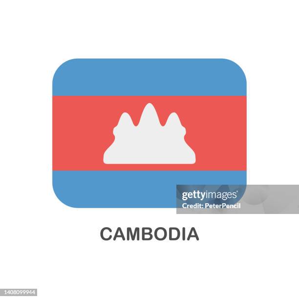 illustrazioni stock, clip art, cartoni animati e icone di tendenza di bandiera della cambogia - icona piatta del rettangolo vettoriale - cultura cambogiana