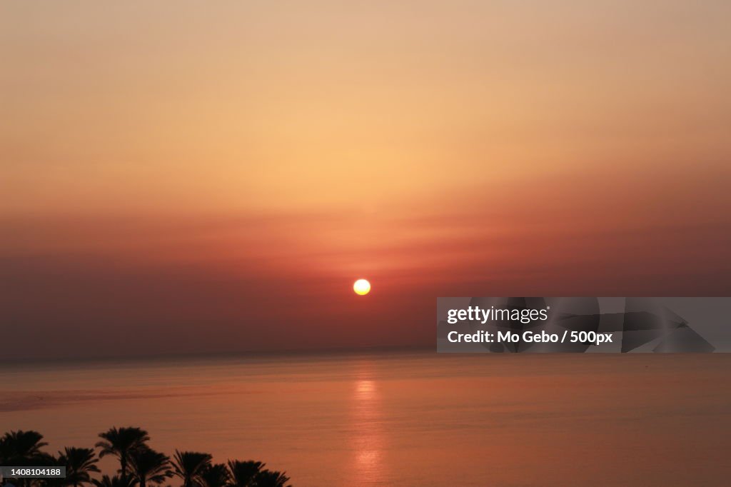 Scenic view of sea against orange sky,Qesm Sharm Ash Sheikh,South Sinai Governorate,Egypt