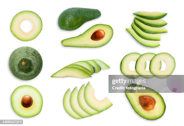 avocado collection set - avocado isolated stock-fotos und bilder