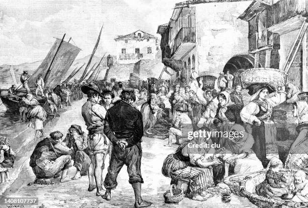 coast of vigo, spain - vigo county stock illustrations