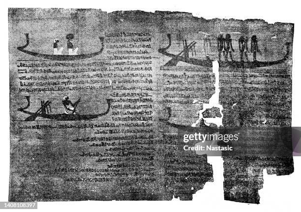 facsimile of a page from an egyptian book of the dead - manuscript novel stock illustrations