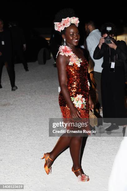 Lupita Nyong'o is seen during the Dolce & Gabbana haute couture fall/winter 22/23 event at Castello Maniace on July 11, 2022 in Siracusa, Italy.