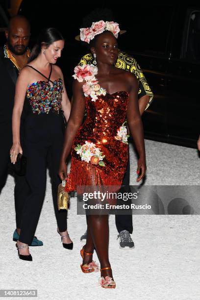 Lupita Nyong'o is seen during the Dolce & Gabbana haute couture fall/winter 22/23 event at Castello Maniace on July 11, 2022 in Siracusa, Italy.