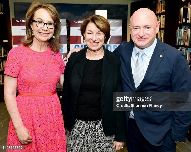 Former Congresswoman Gabby Giffords, U.S. Senator Amy Klobuchar, and U.S. Senator Mark Kelly at the Washington, DC premiere of "Gabby Giffords Won't...