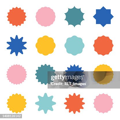 Starburst & Seal Geometric Shape Set — Color Asset Pack Starburst & Seal Geometric Shape Set — Color Asset Pack