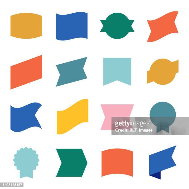 ribbon & banner geometric shape set  — color asset pack - badge stock illustrations