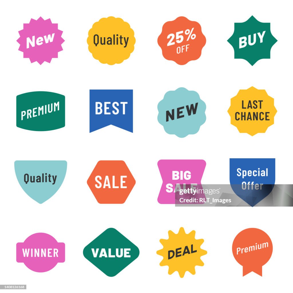 Vertriebs- und Marketing-Bursts & Badges – Color Asset Pack