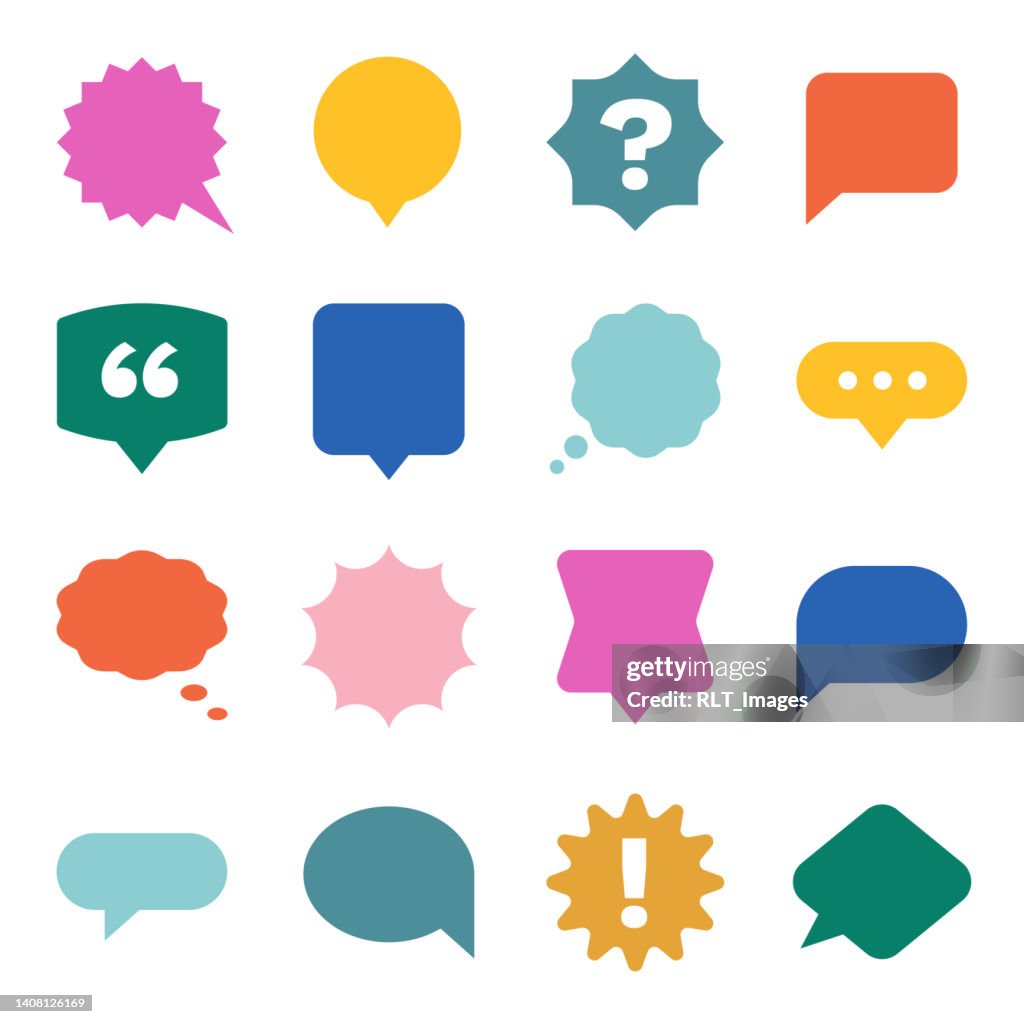 Speech & Thought Bubble Geometric Shape Set — Color Asset Pack
