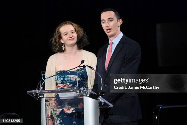 Eloise Esseks and Will Esseks speak onstage at the 2022 Freeing Voices, Changing Lives Gala at Guastavino's on July 11, 2022 in New York City.