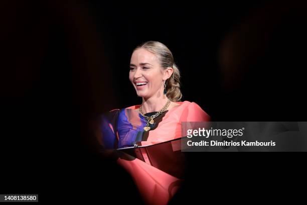 Emily Blunt speaks onstage at the 2022 Freeing Voices, Changing Lives Gala at Guastavino's on July 11, 2022 in New York City.