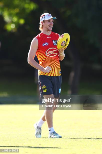 Noah Anderson during a Gold Coast Suns AFL training session at Metricon Stadium on July 12, 2022 in Gold Coast, Australia.